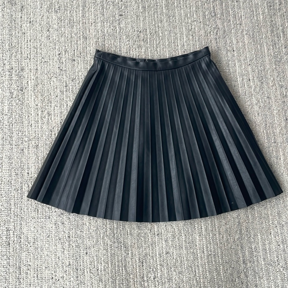 J Crew Faux Leather Pleated Skirt